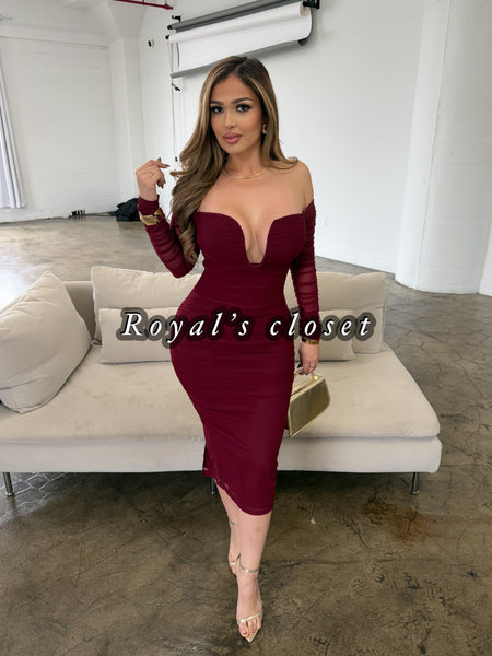 Mariel mesh midi dress