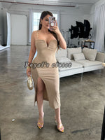 Viviana gold midi dress
