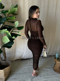 Sabrina mesh midi dress (Brown)