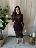 Sabrina mesh midi dress (Brown)