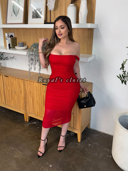 Julia pearls midi dress