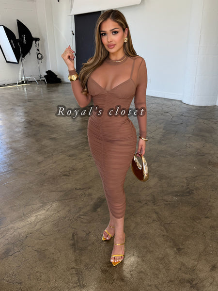 Sabrina mesh midi dress