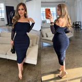 Luna mesh ruched midi dress